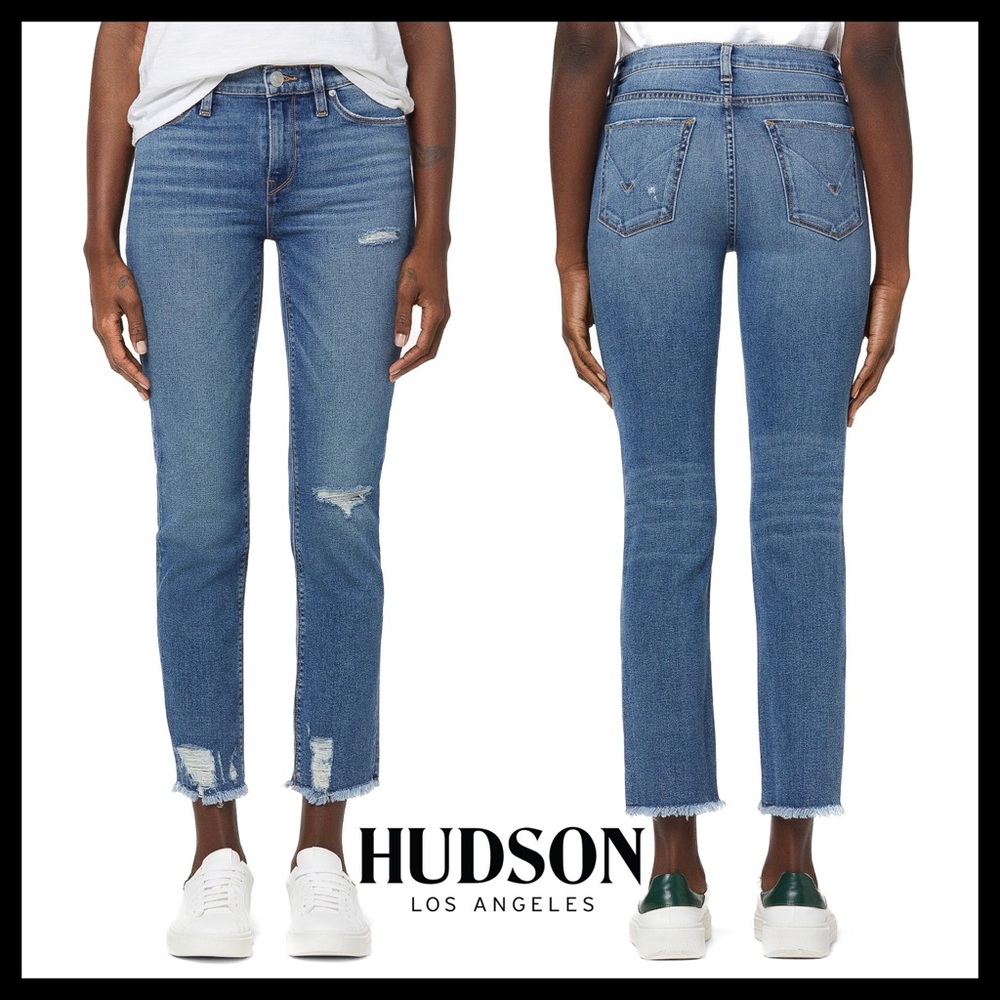 Hudson Los Angeles Premium Nico Mid-Rise Straight Crop Denim Jean Size 25